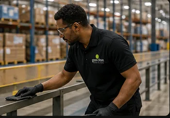 Green Clean warehouse cleaning professional on the job